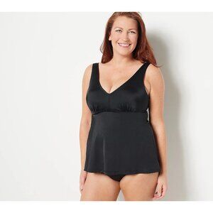 Swimsuit For All Kim Gravel Flowy Tankini & Brief Set Size 6 Black A480669